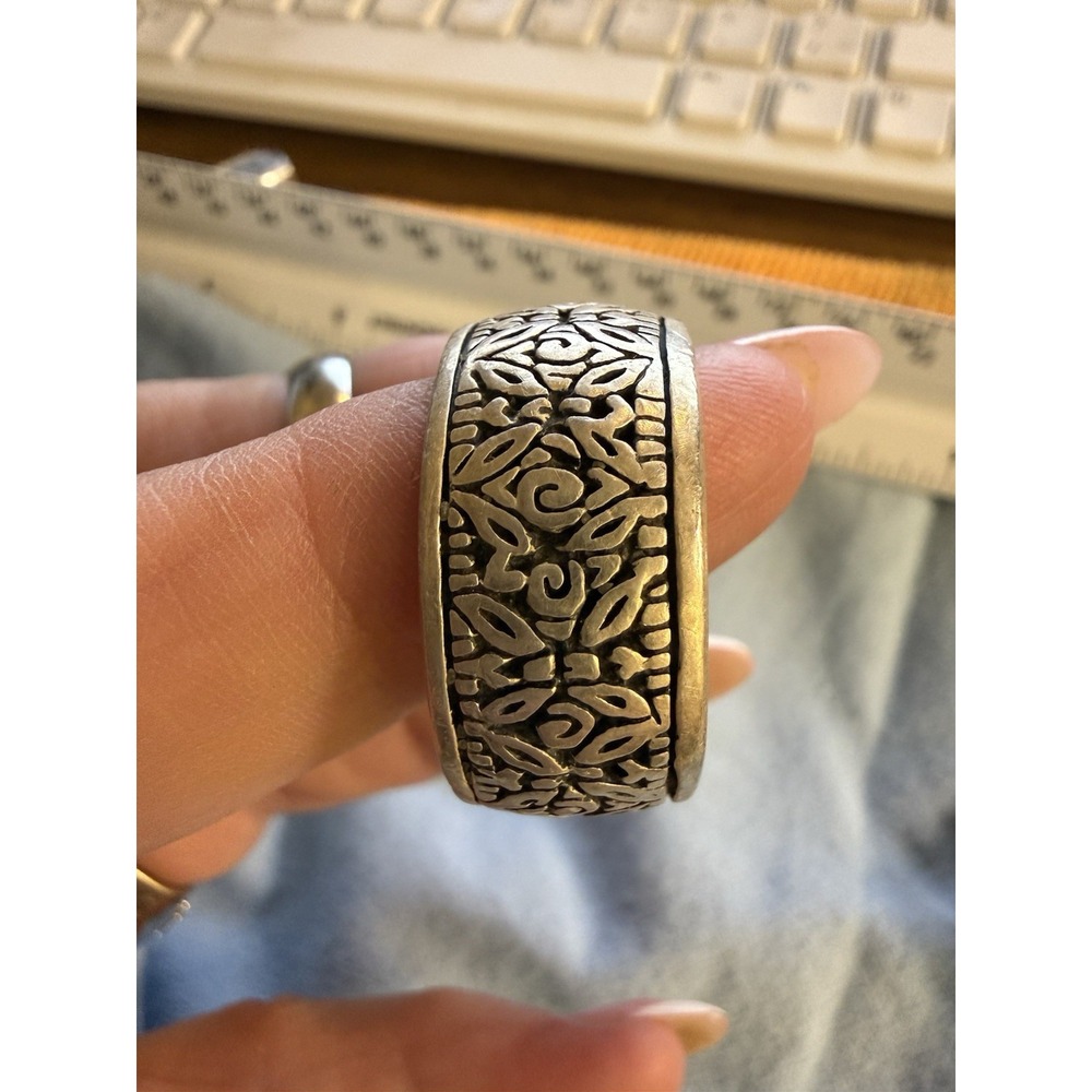 Vintage .925 Sterling Silver Cigar Band Ring Size 12.5 Intricate Design 18.22g